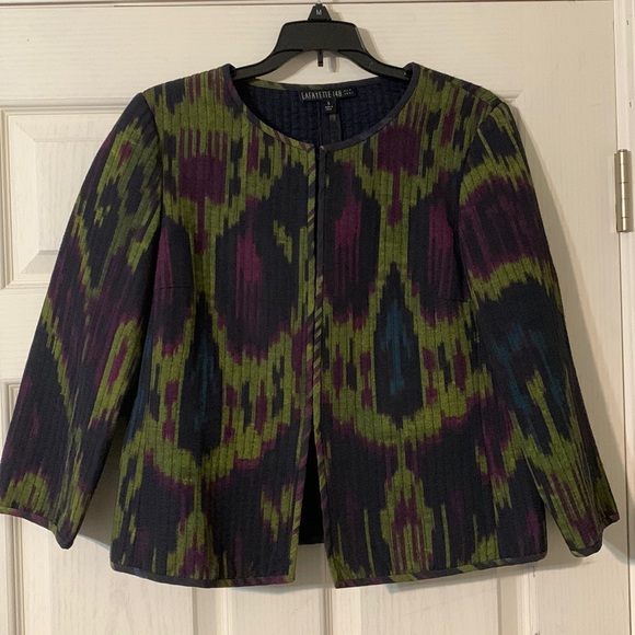 Lafayette 148 New York 3/4 Sleeve Multicolored Front Hook Jacket Size 6 - Picture 1 of 1